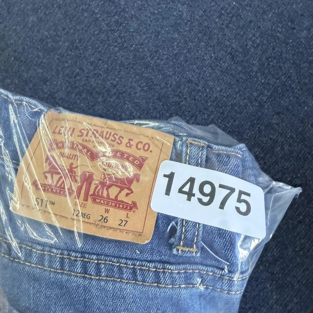 Levis 511‎ Jeans Boys 12 Regular 26x27 Blue Slim Straight Denim Stretch Casual
